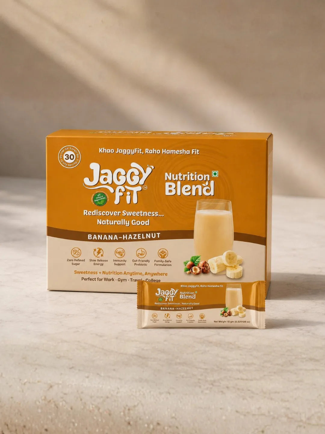 Banana Hazelnut - JaggyFit Nutrition Blend (30 Sachets × 15g)