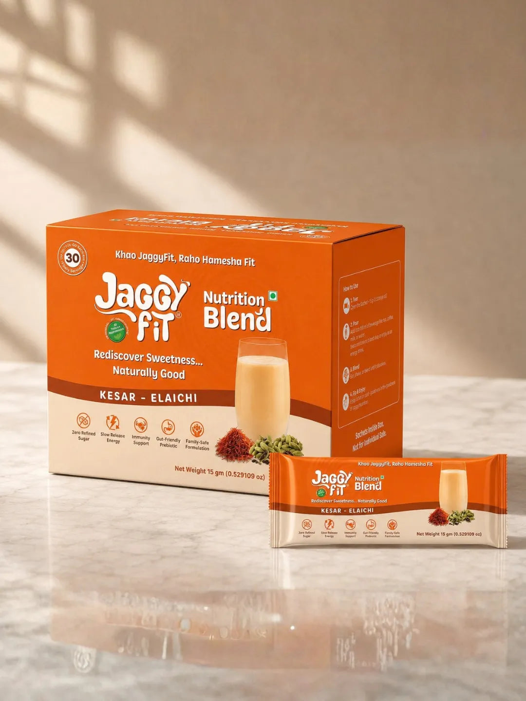Kesar Elaichi - JaggyFit Nutrition Blend (30 Sachets × 15g)